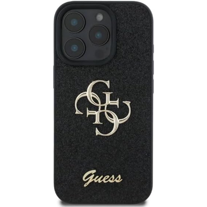 Husa pentru iPhone 16 Pro, Glitter Fixed Big 4G, Protectie Slim, Guess, Negru - 1 | YEO