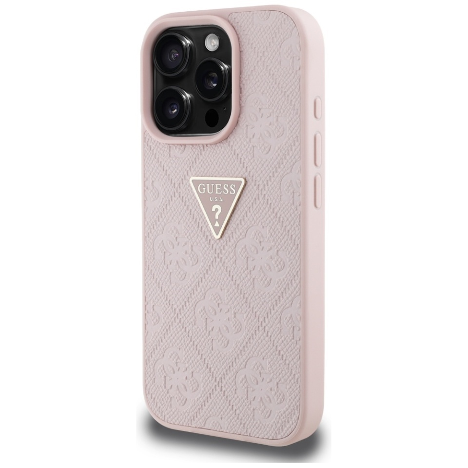 Husa pentru iPhone 16 Pro, Guess 4G Metal Logo, Protectie Slim, Compatibila, Roz - 1 | YEO