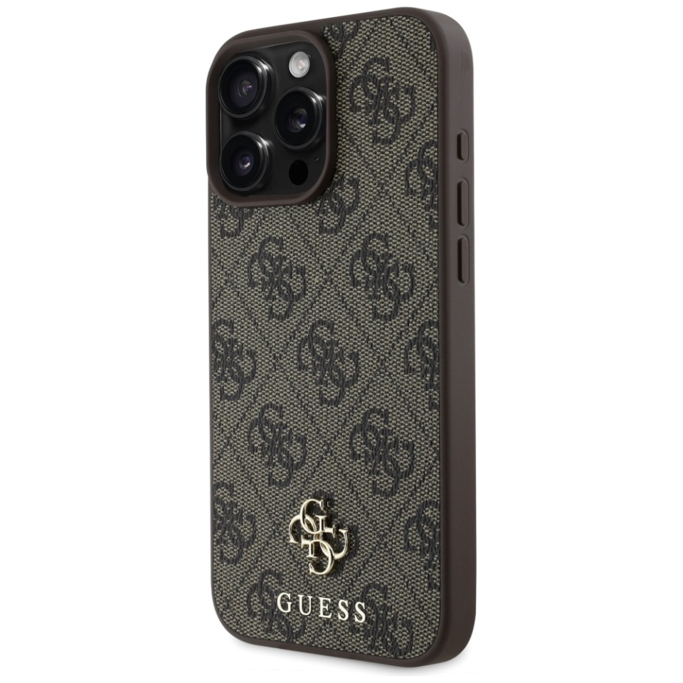 Husa pentru iPhone 16 Pro, Guess, 4G Small and Classic Logo MagSafe, Protectie Slim, Maro - 3 | YEO