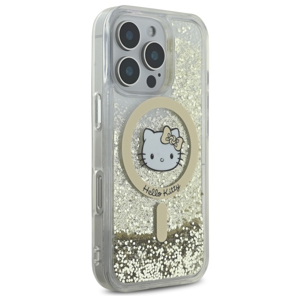 Husa pentru iPhone 16 Pro, Hardcase Liquid Glitter, Hello Kitty - Alb - 1 | YEO