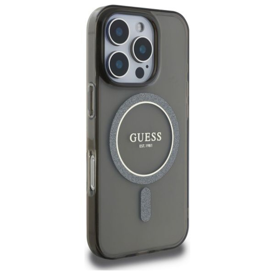 Husa pentru iPhone 16 Pro IML Glitter Circle MagSafe, Guess - Negru - 3 | YEO