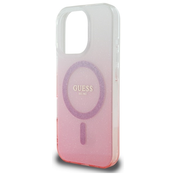 Husa pentru iPhone 16 Pro IML Glitter Gradient MagSafe, Guess - Roz - 3 | YEO