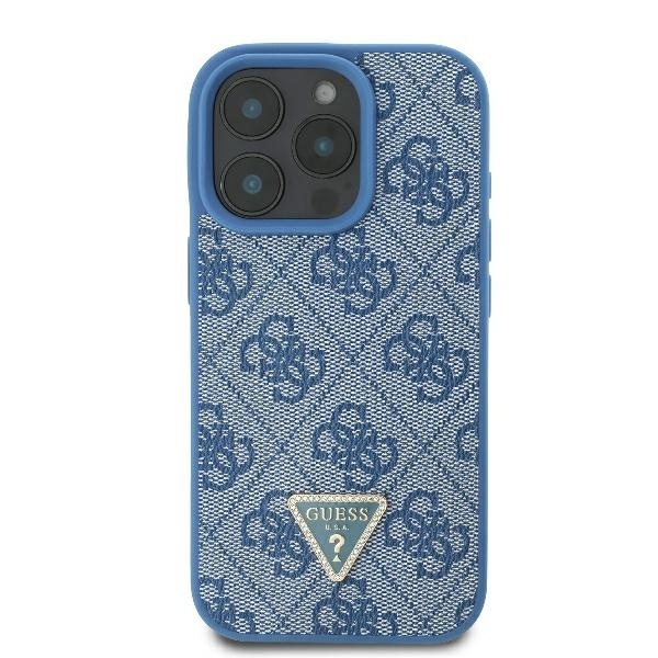 Husa pentru iPhone 16 Pro Leather Metal Logo Strass Crossbody, Guess - Albastru - 1 | YEO