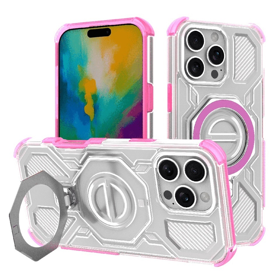 Husa pentru iPhone 16 Pro Max, Antisoc, SKYDDAR INOVATION, Carbon Shield PRO, Magsafe, set cu sticker, Roz