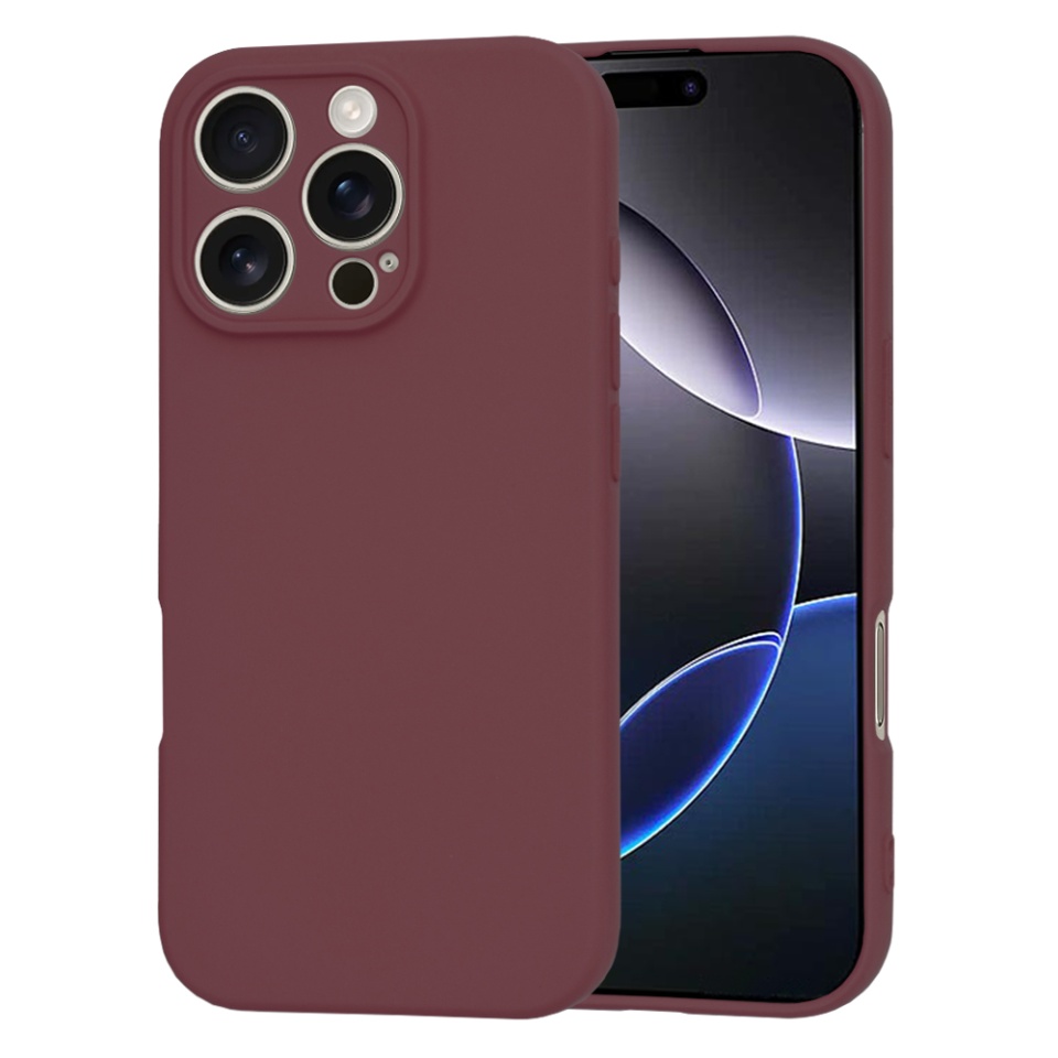 Husa pentru iPhone 16 Pro Max din Silicon Catifelat, Protectie Premium, Skyddar SoftElegance - Bordo