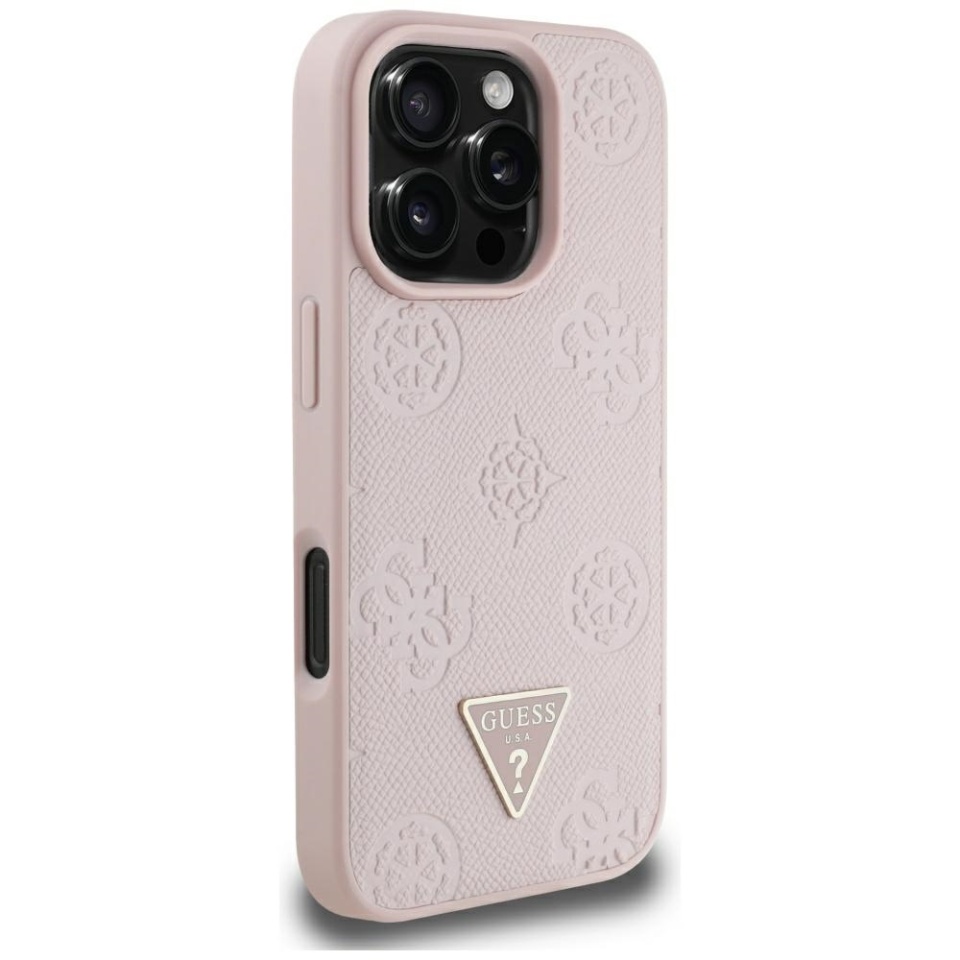 Husa pentru iPhone 16 Pro Max, Grained Triangle, Guess, Roz - 1 | YEO