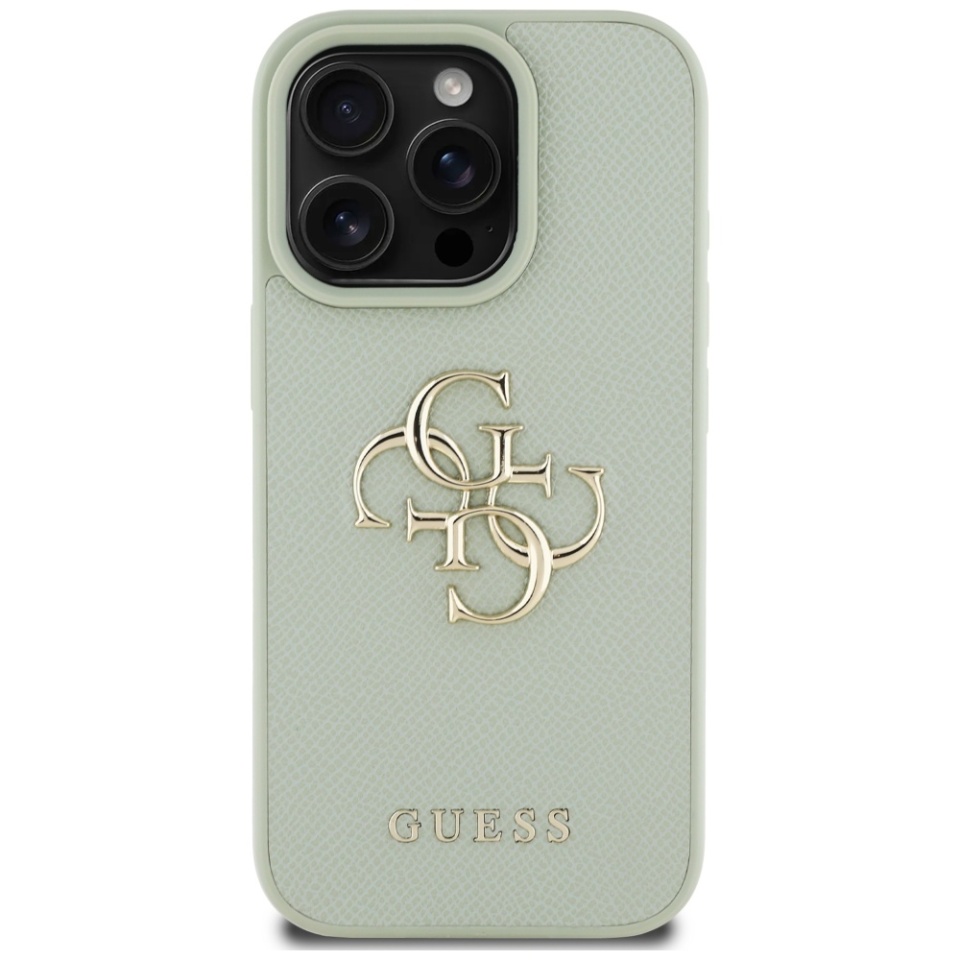 Husa pentru iPhone 16 Pro Max, Guess, Hardcase Grained Big 4G Logo Small Classic Logo, Protectie Slim, Verde - 2 | YEO