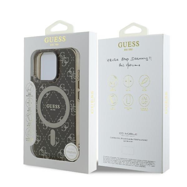 Husa pentru iPhone 16 Pro Max, IML 4G Background MagSafe, Guess, Maro - 7