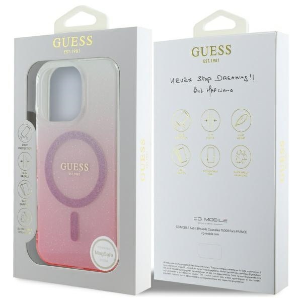 Husa pentru iPhone 16 Pro Max IML Glitter Gradient MagSafe, Guess - Roz - 7