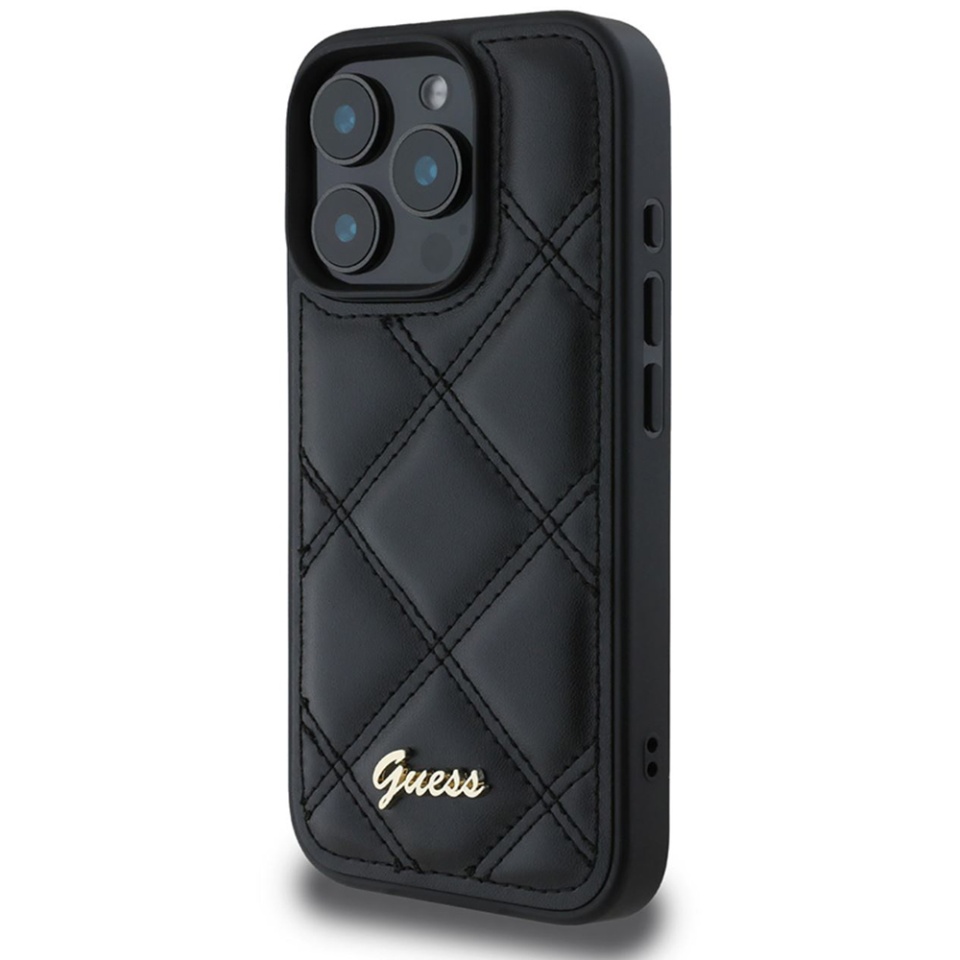 Husa pentru iPhone 16 Pro Max Quilted Metal Logo, Guess - Negru - 1 | YEO