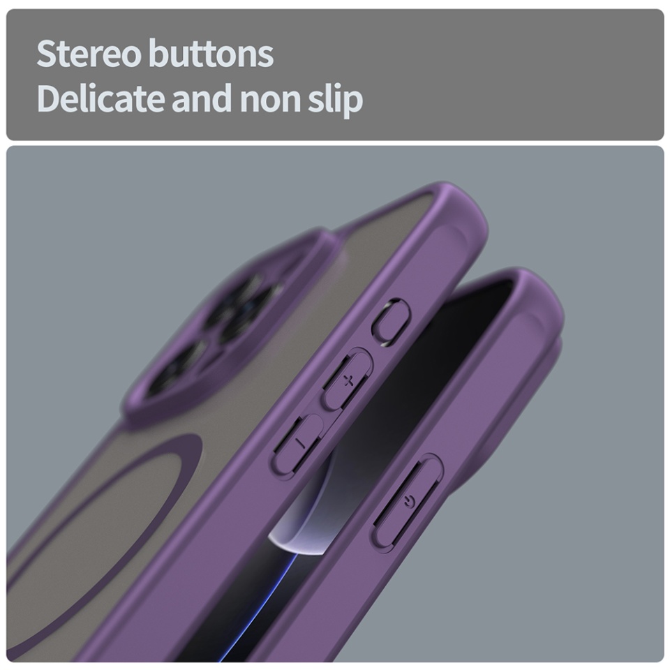 Husa pentru iPhone 16 Pro Max, SKYDDAR INNOVATION, HaloFrost MagSafe II, Antisoc, set cu sticker, Mov - 3 | YEO