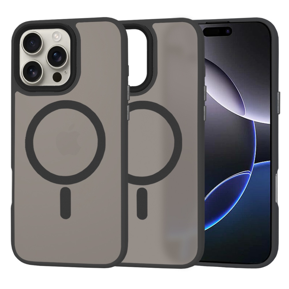 Husa pentru iPhone 16 Pro Max, SKYDDAR INNOVATION, HaloFrost MagSafe, Antisoc, set cu sticker, Negru