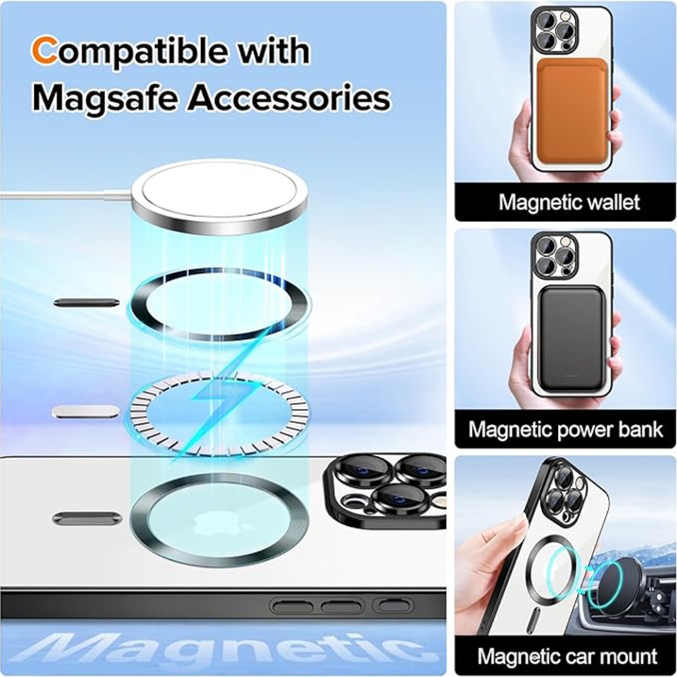 Husa pentru iPhone 16 Pro Max, SKYDDAR INNOVATION, Luxury Shield Magsafe, Protectie Antisoc, Mov, set cu sticker - 3 | YEO