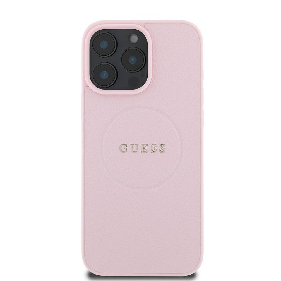 Husa pentru iPhone 16 Pro, Saffiano Iridescent Script, Guess, Roz - 2 | YEO