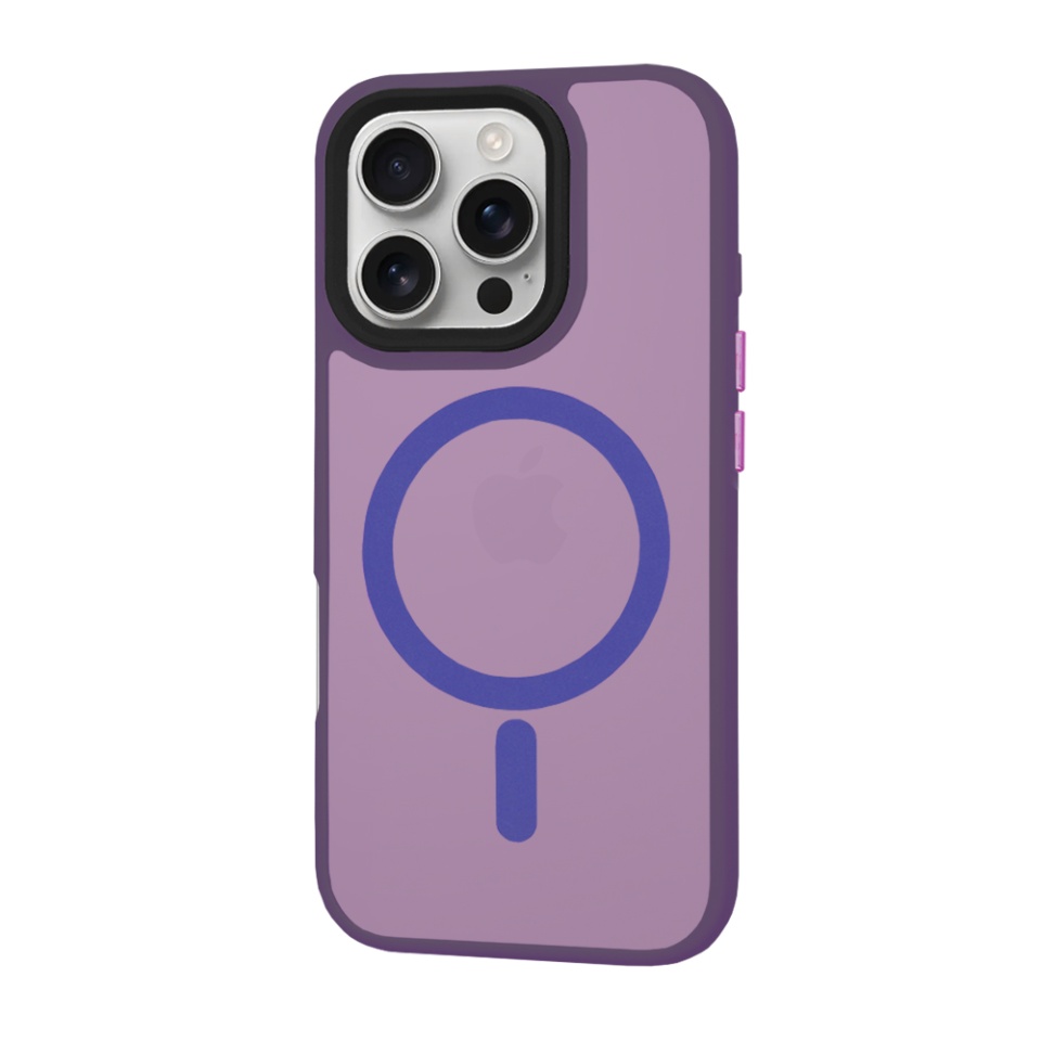 Husa pentru iPhone 16 Pro, SKYDDAR INNOVATION, HaloFrost MagSafe, Antisoc, set cu sticker, Mov inchis - 2 | YEO