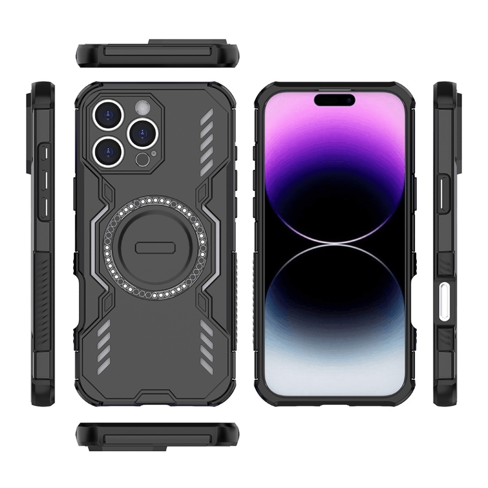 Husa pentru iPhone 16 Pro, SKYDDAR INOVATION, ArmorMag, Magsafe, set cu sticker, Negru - 3 | YEO