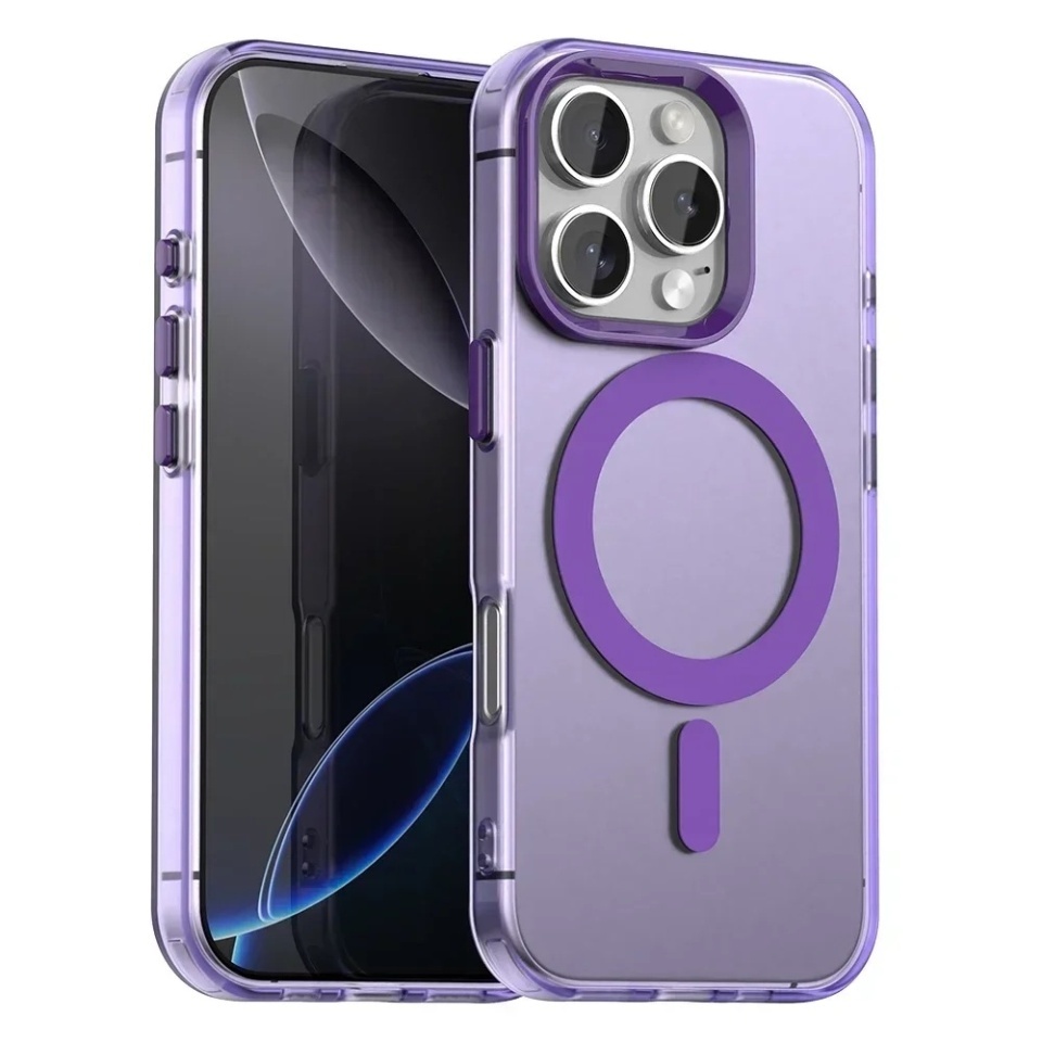 Husa pentru iPhone 16 Pro, SKYDDAR INOVATION, CandyCase, Magsafe, set cu sticker, Mov