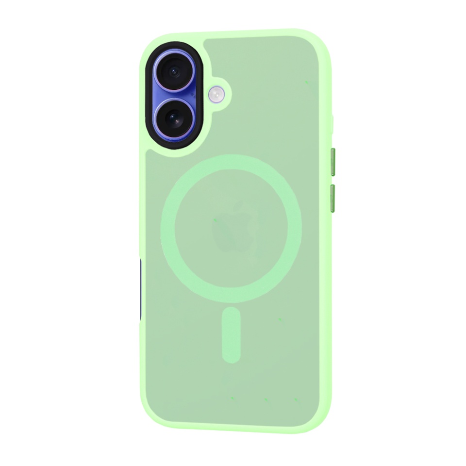Husa pentru iPhone 16, SKYDDAR INNOVATION, HaloFrost MagSafe, Antisoc, set cu sticker, Verde deschis - 2 | YEO