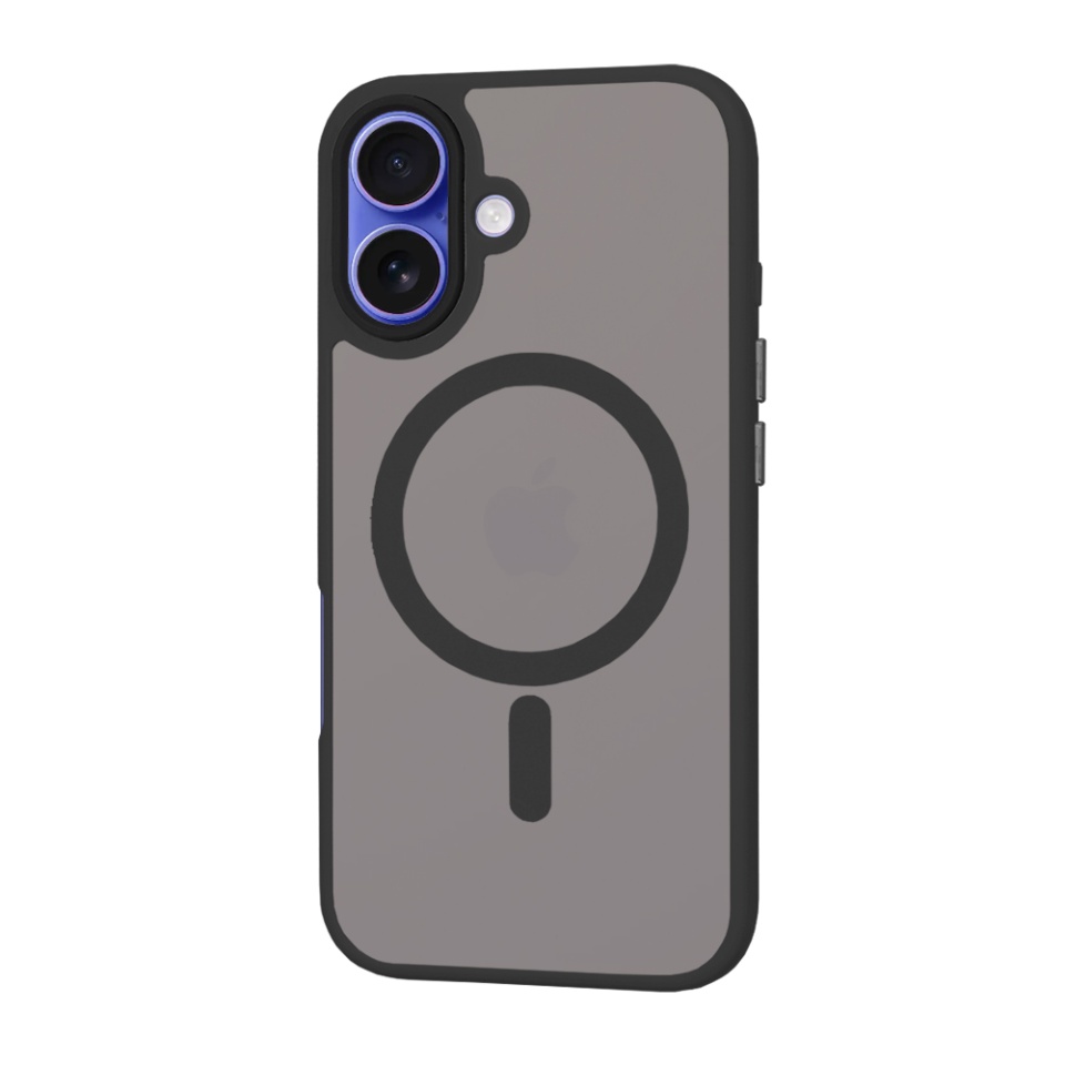 Husa pentru iPhone 16, SKYDDAR INNOVATION, HaloFrost MagSafe, Antisoc, set cu sticker, Negru - 2 | YEO