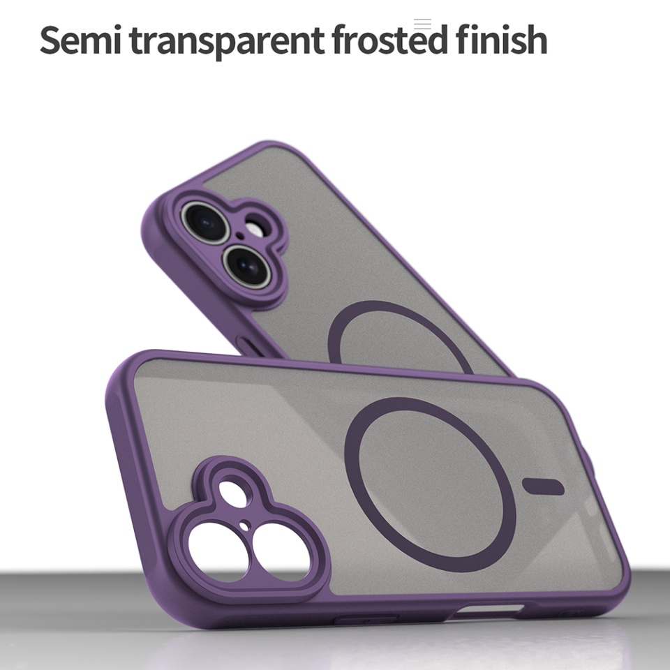 Husa pentru iPhone 16, SKYDDAR INNOVATION, HaloFrost MagSafe II, Antisoc, set cu sticker, Mov - 3 | YEO