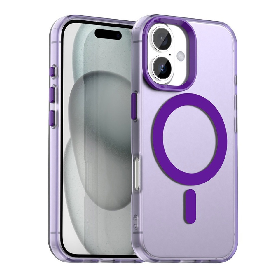 Husa pentru iPhone 16, SKYDDAR INOVATION, CandyCase, Magsafe, set cu sticker, Mov