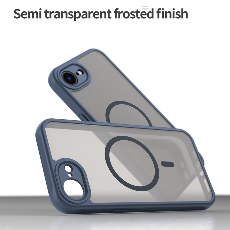 Husa pentru iPhone 16e, SKYDDAR INNOVATION, HaloFrost MagSafe II, Antisoc, set cu sticker, Bleumarin - 3 | YEO