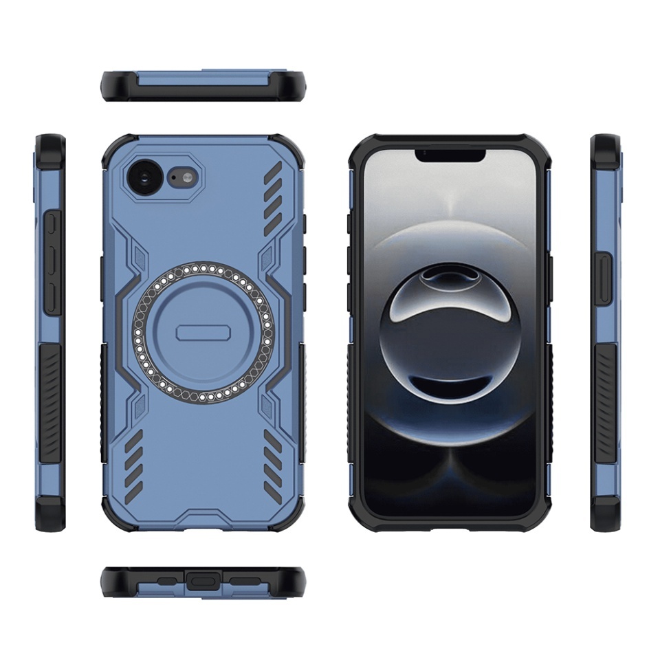 Husa pentru iPhone 16e, SKYDDAR INOVATION, ArmorMag, Magsafe, set cu sticker, Albastru - 3 | YEO