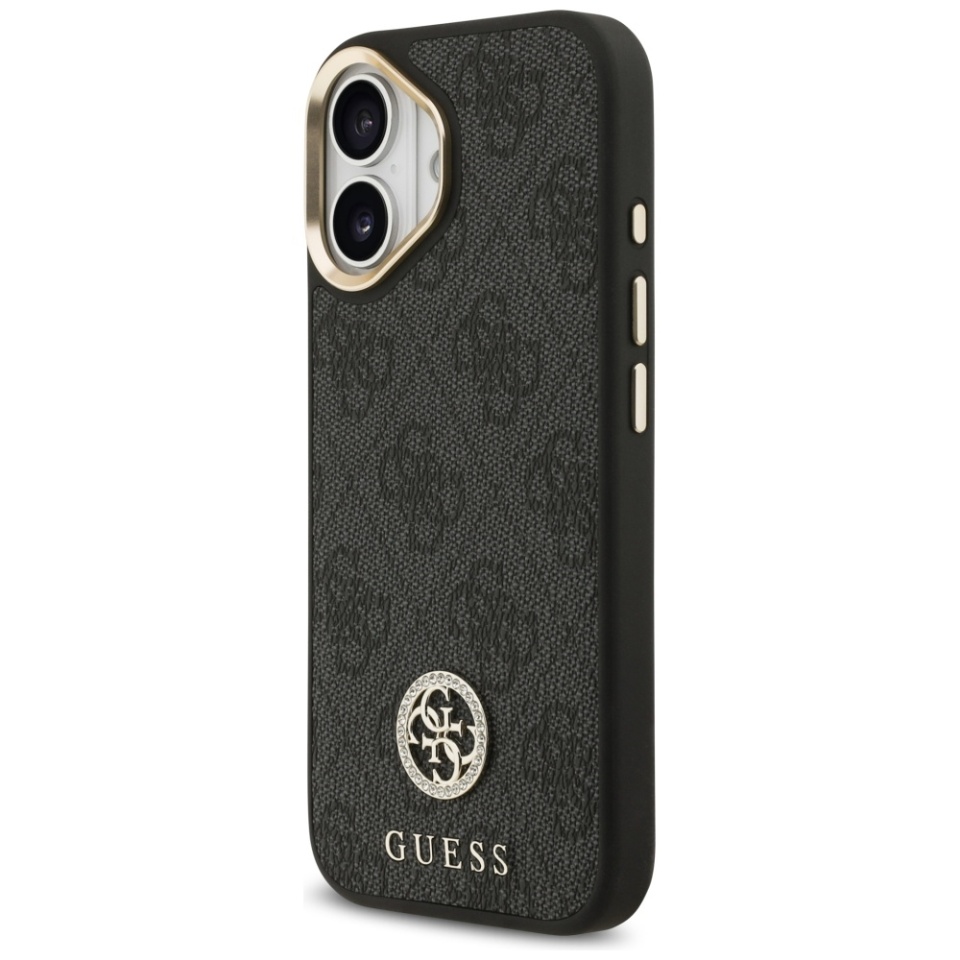 Husa pentru iPhone 17, 4G Strass Logo with Big Strap Metal Button MagSafe, Protectie Slim, Negru - 2 | YEO