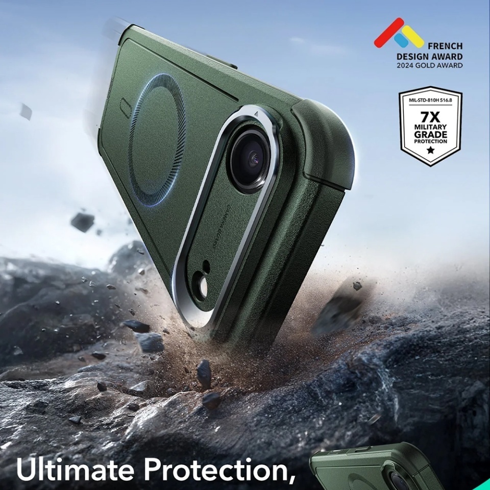 Husa pentru iPhone 17 Air, ESR Cyber Armor Kickstand, Verde - 2 | YEO