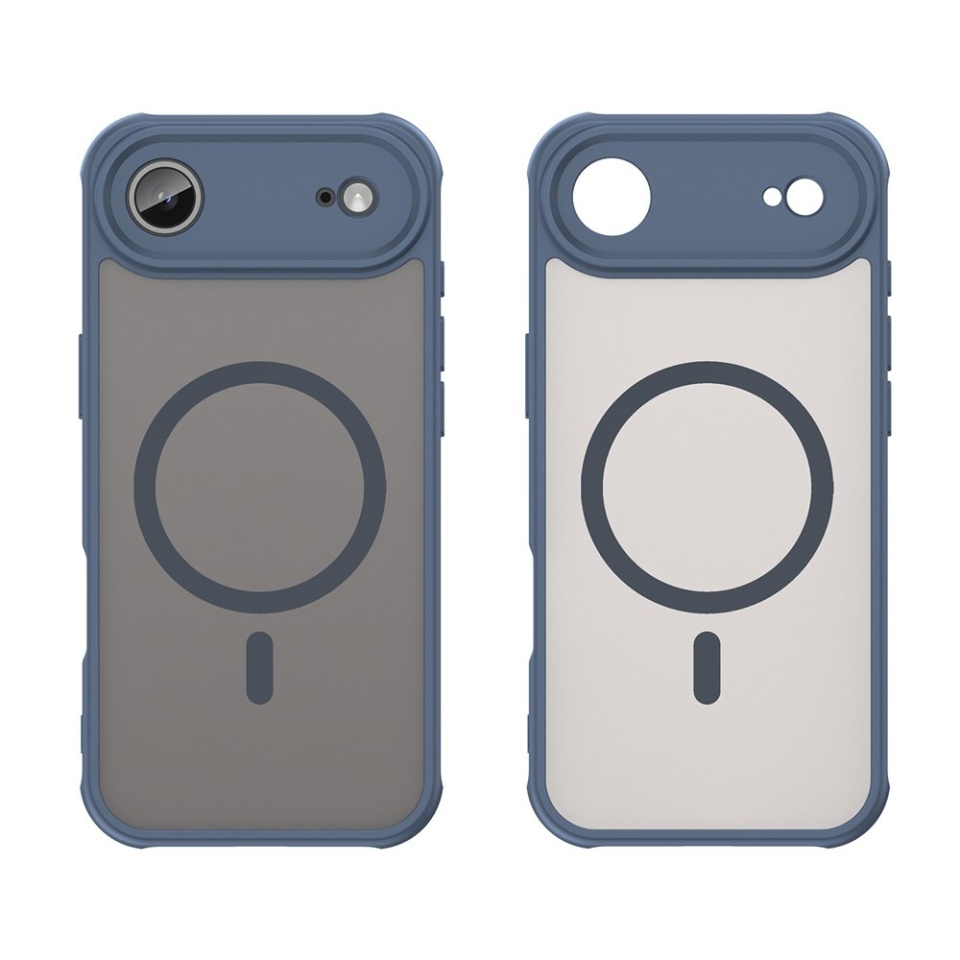 Husa pentru iPhone 17 Air, SKYDDAR INNOVATION, HaloFrost MagSafe II, Antisoc, set cu sticker, Bleumarin - 1 | YEO