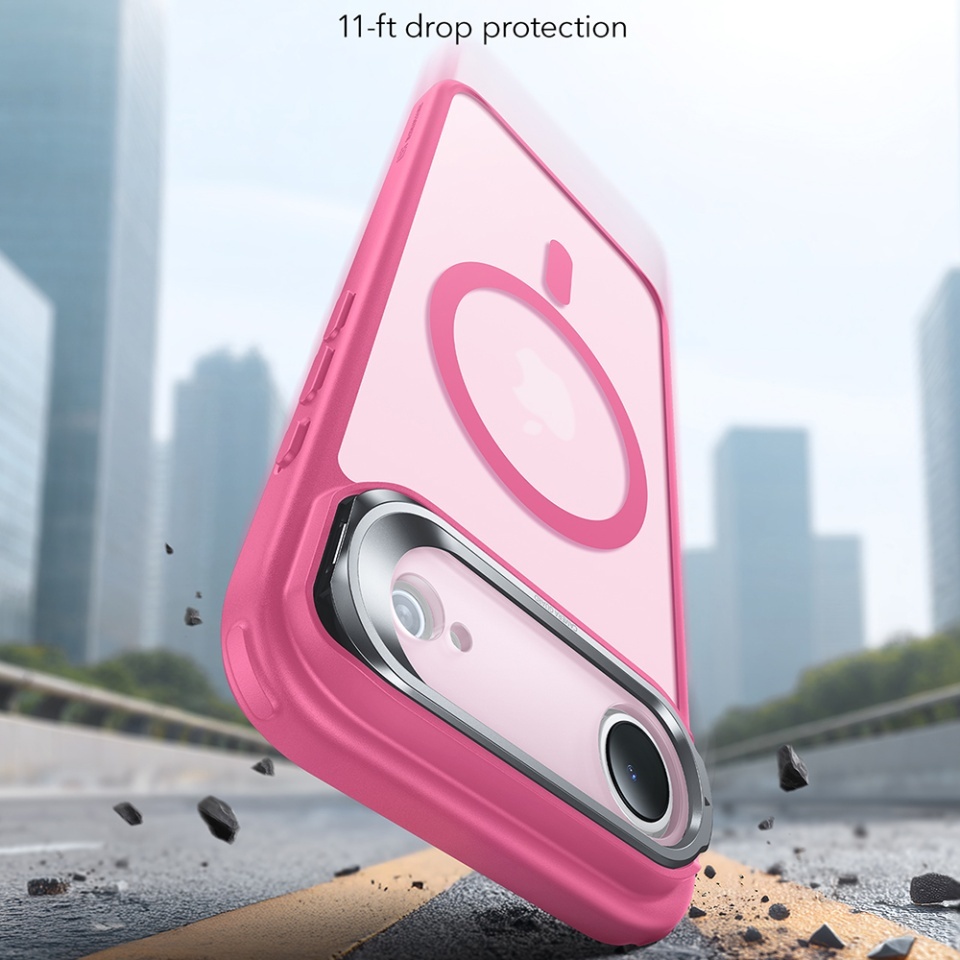 Husa pentru iPhone 17 Air, slim, ESR Classic Hybrid HaloLock Kickstand, Roz - 3 | YEO