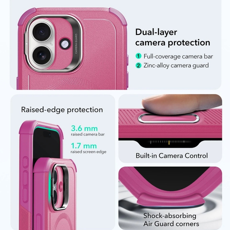 Husa pentru iPhone 17, ESR Cyber Armor Kickstand, Roz - 2 | YEO
