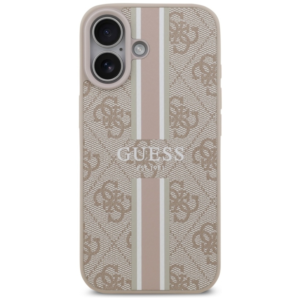Husa pentru iPhone 17, Guess Printed Stripes MagSafe, Roz - 2 | YEO