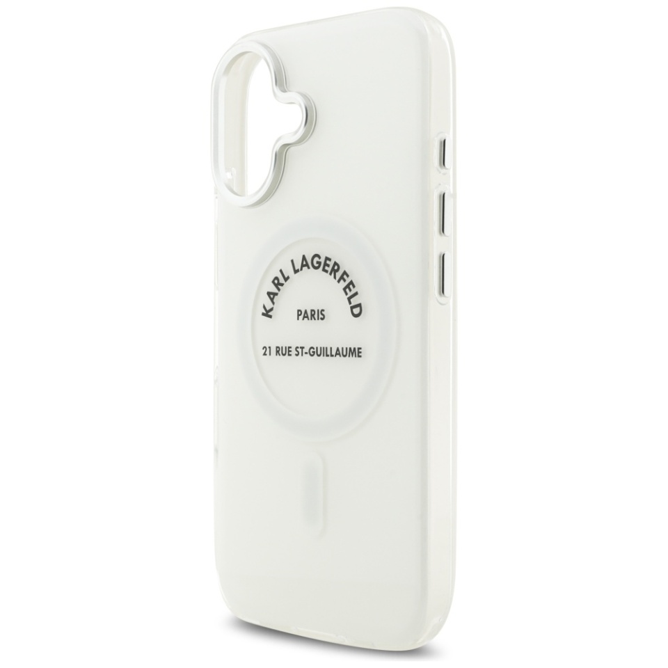 Husa pentru iPhone 17, IML Glitter K&C Heads Logo MagSafe, Clear Mono Karl&Choupette - 5