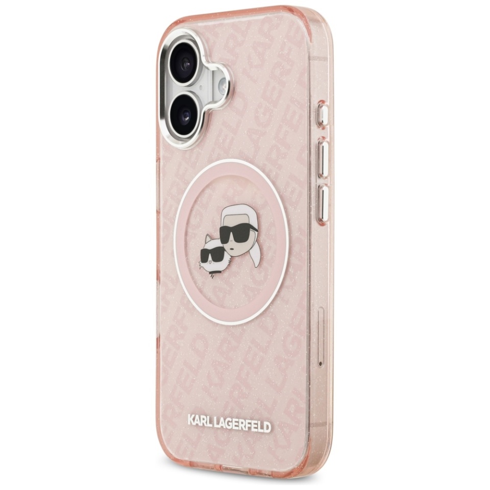 Husa pentru iPhone 17, IML Glitter K&C Heads Logo MagSafe, Clear Mono Karl&Choupette - 3 | YEO