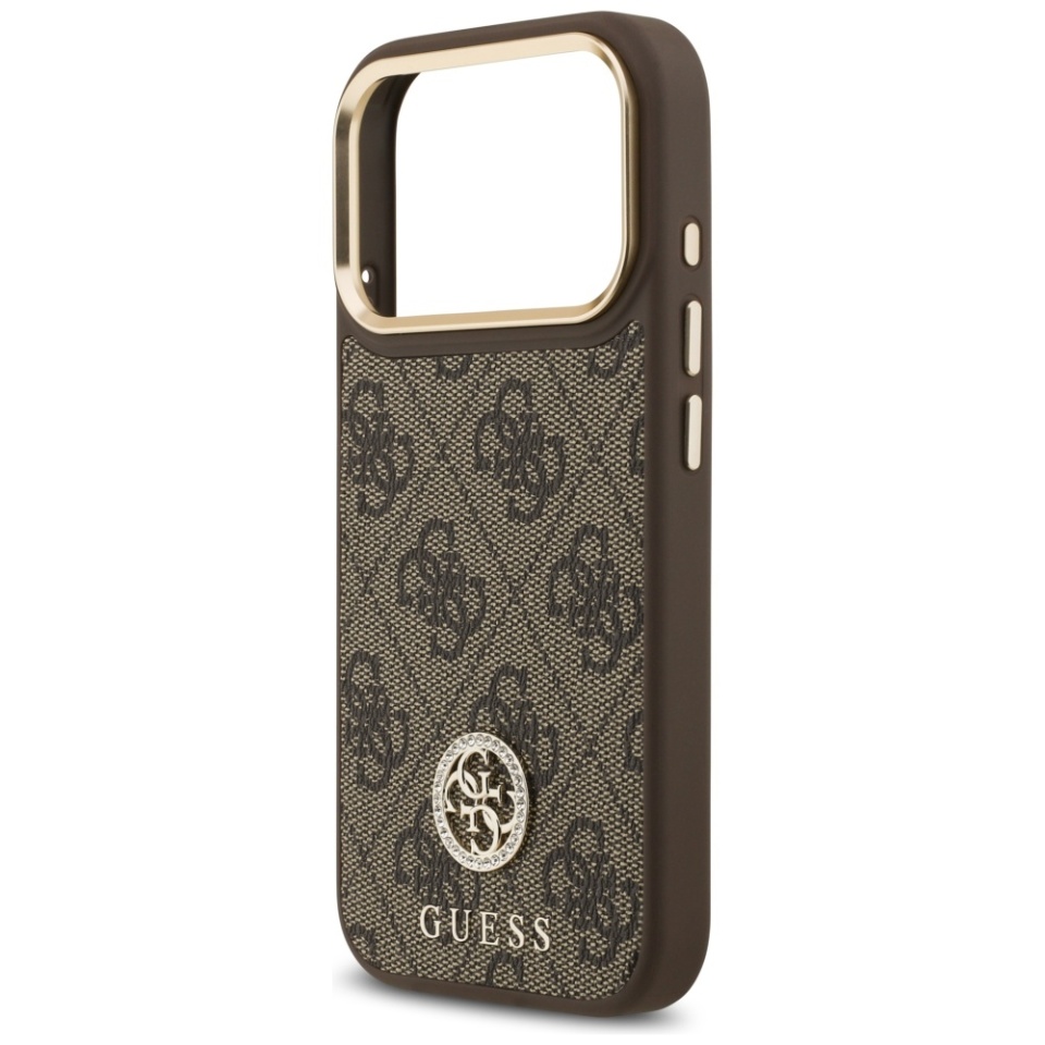 Husa pentru iPhone 17 Pro, 4G Strass Logo with Big Strap Metal Button MagSafe, Protectie Slim, Maro - 3 | YEO