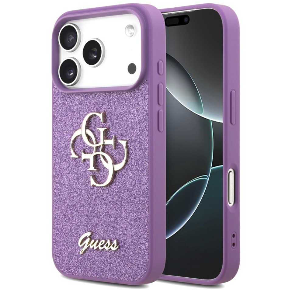 Husa pentru iPhone 17 Pro, Glitter Fixed Big 4G, Protectie Slim, Guess, Violet