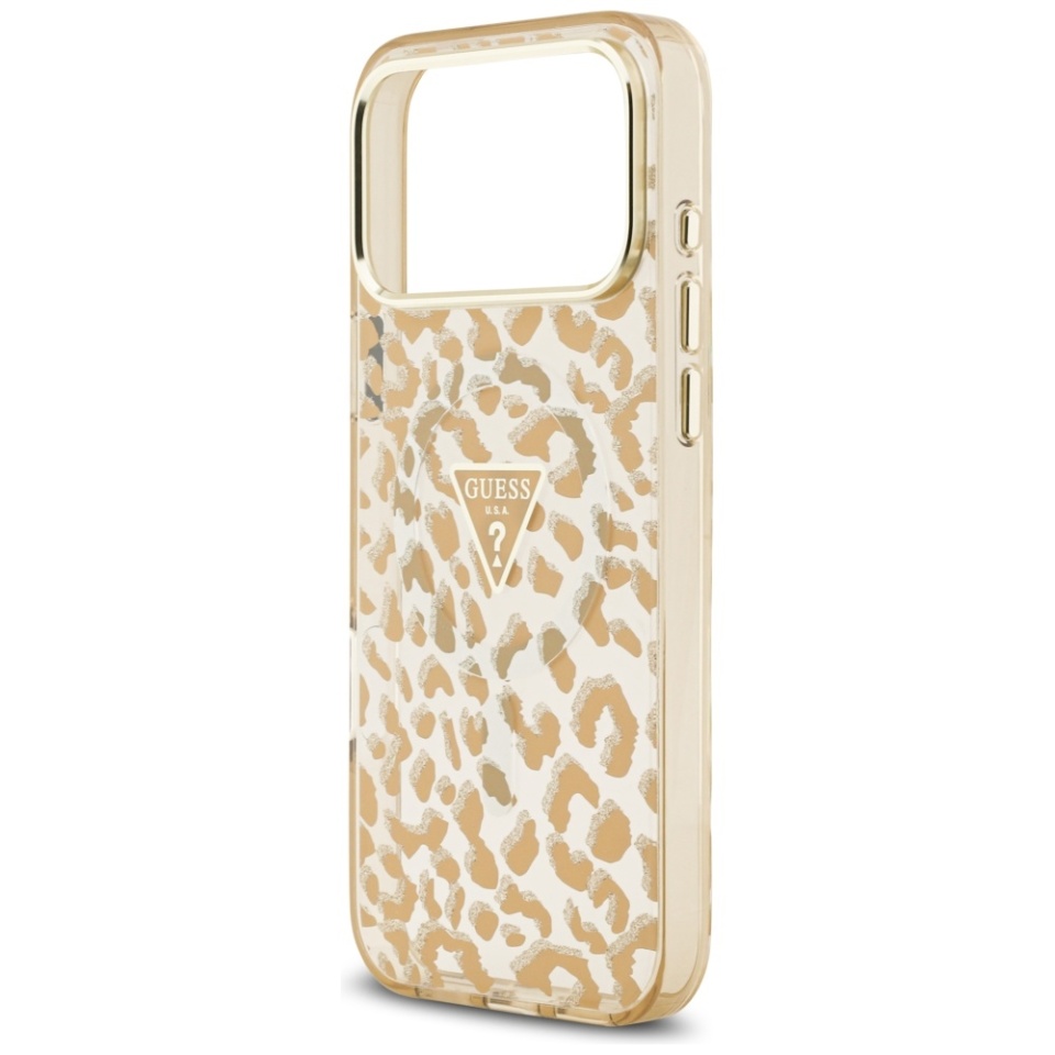 Husa pentru iPhone 17 Pro, Leopard Glitter MagSafe, Guess, Maro - 3 | YEO