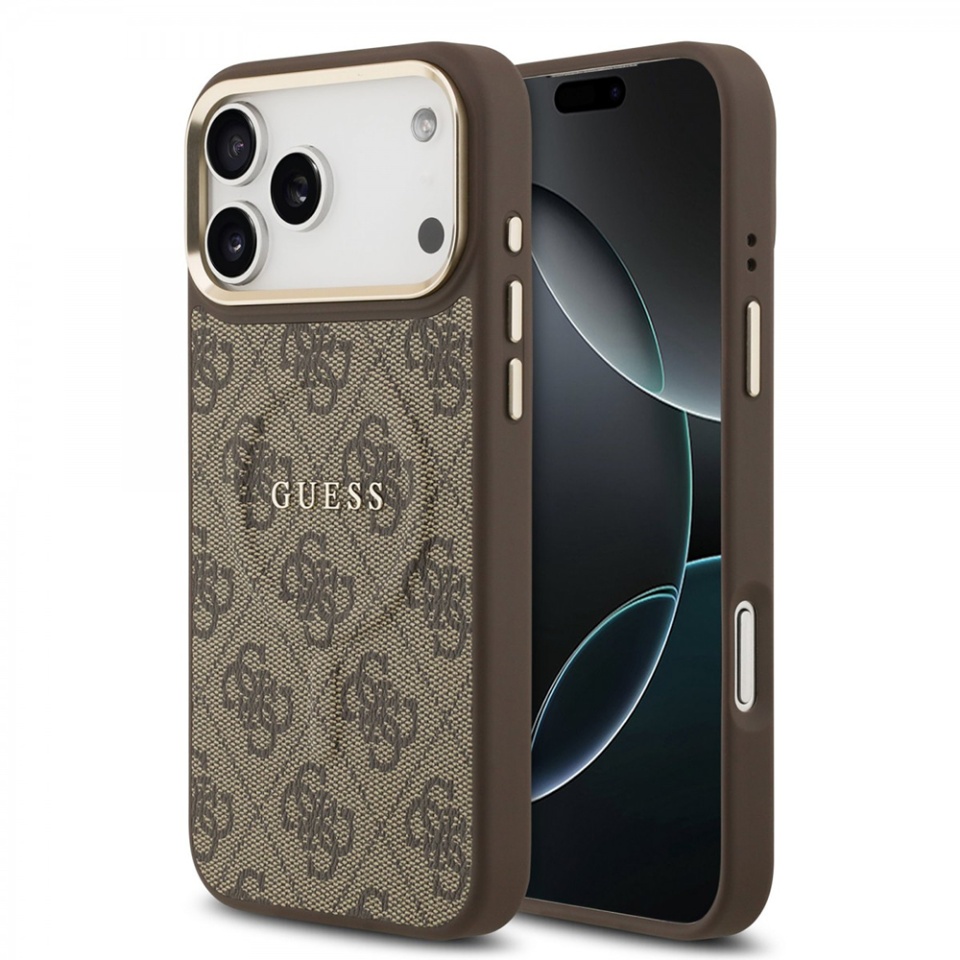 Husa pentru iPhone 17 Pro Max, Guess, Hardcase 4G Classic MagSafe, Maro