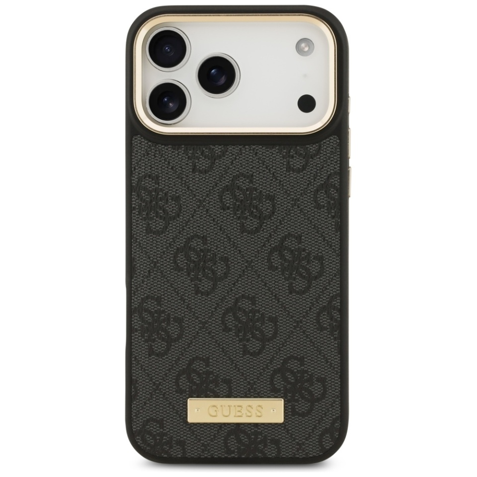 Husa pentru iPhone 17 Pro Max, Guess, Hardcase 4G Logo Plate MagSafe, Negru - 1 | YEO