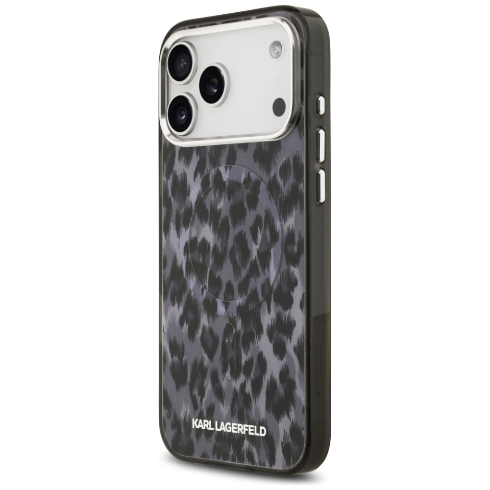 Husa pentru iPhone 17 Pro Max, IML Glitter K&C Heads Logo MagSafe, Clear Mono Karl&Choupette - 1 | YEO