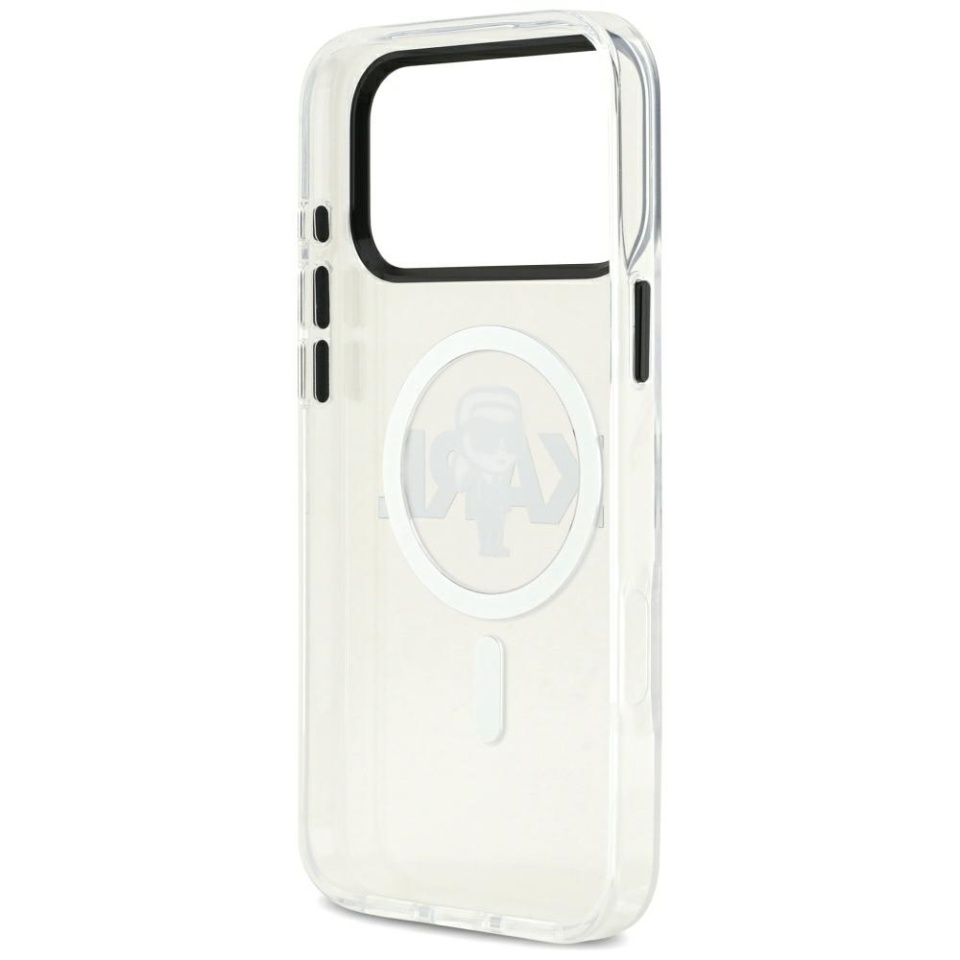 Husa pentru iPhone 17 Pro Max, IML Glitter K&C Heads Logo MagSafe, Clear Mono Karl&Choupette - 2 | YEO