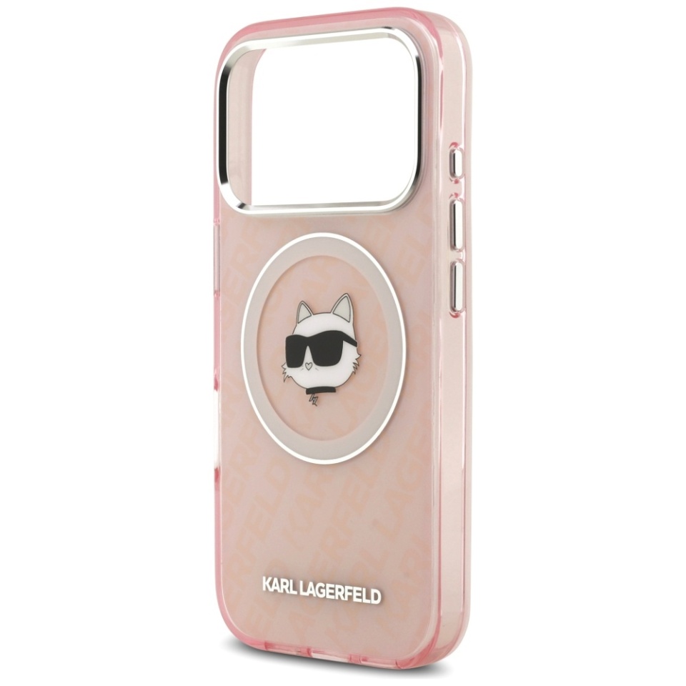 Husa pentru iPhone 17 Pro Max, IML Glitter K&C Heads Logo MagSafe, Clear Mono Karl&Choupette - 3 | YEO