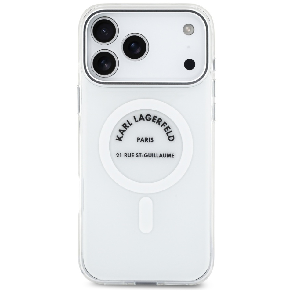 Husa pentru iPhone 17 Pro Max, IML Glitter K&C Heads Logo MagSafe, Clear Mono Karl&Choupette - 1 | YEO