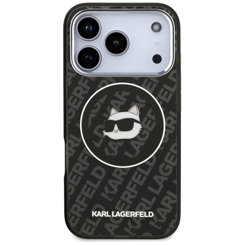 Husa pentru iPhone 17 Pro Max, IML Glitter K&C Heads Logo MagSafe, Clear Mono Karl&Choupette - 3 | YEO