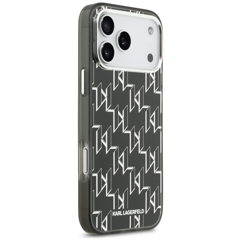 Husa pentru iPhone 17 Pro Max, IML Glitter K&C Heads Logo MagSafe, Clear Mono Karl&Choupette - 1 | YEO