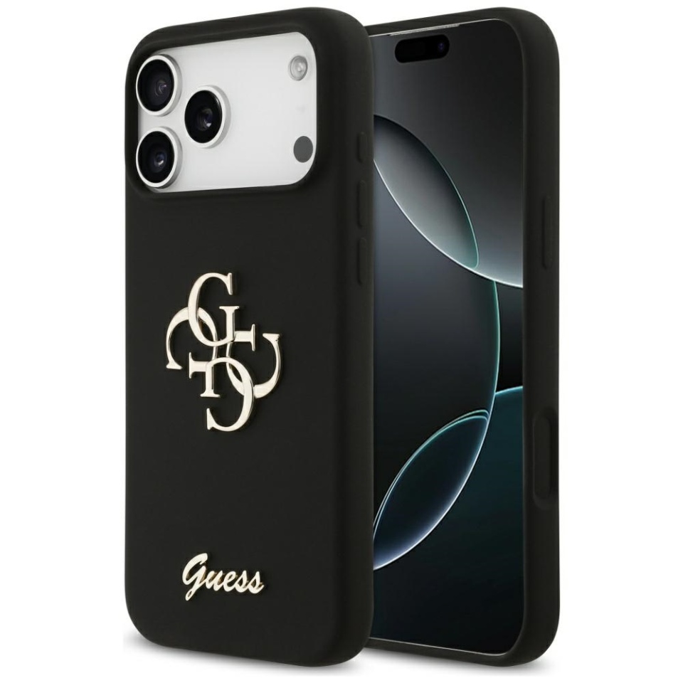 Husa pentru iPhone 17 Pro Max, Silicone Big 4G Script, Protectie Slim, Negru