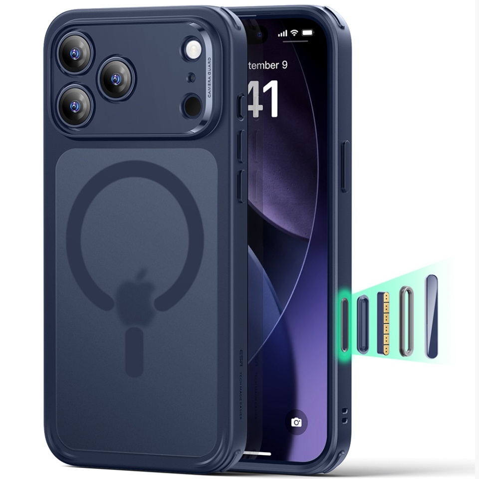 Husa pentru iPhone 17 Pro Max, slim, ESR Classic Hybrid HaloLock, Bleu