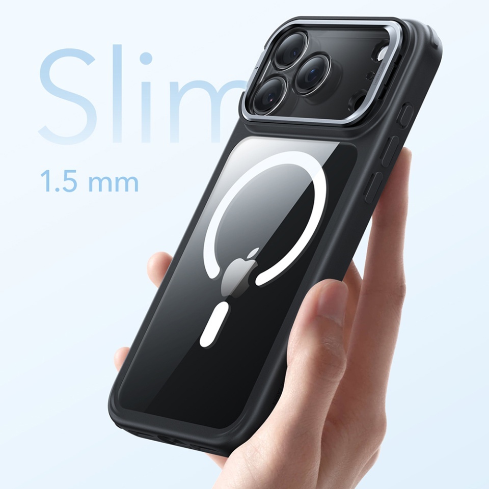 Husa pentru iPhone 17 Pro Max, slim, ESR Classic Hybrid HaloLock Kickstand, Negru/transparenta - 1 | YEO