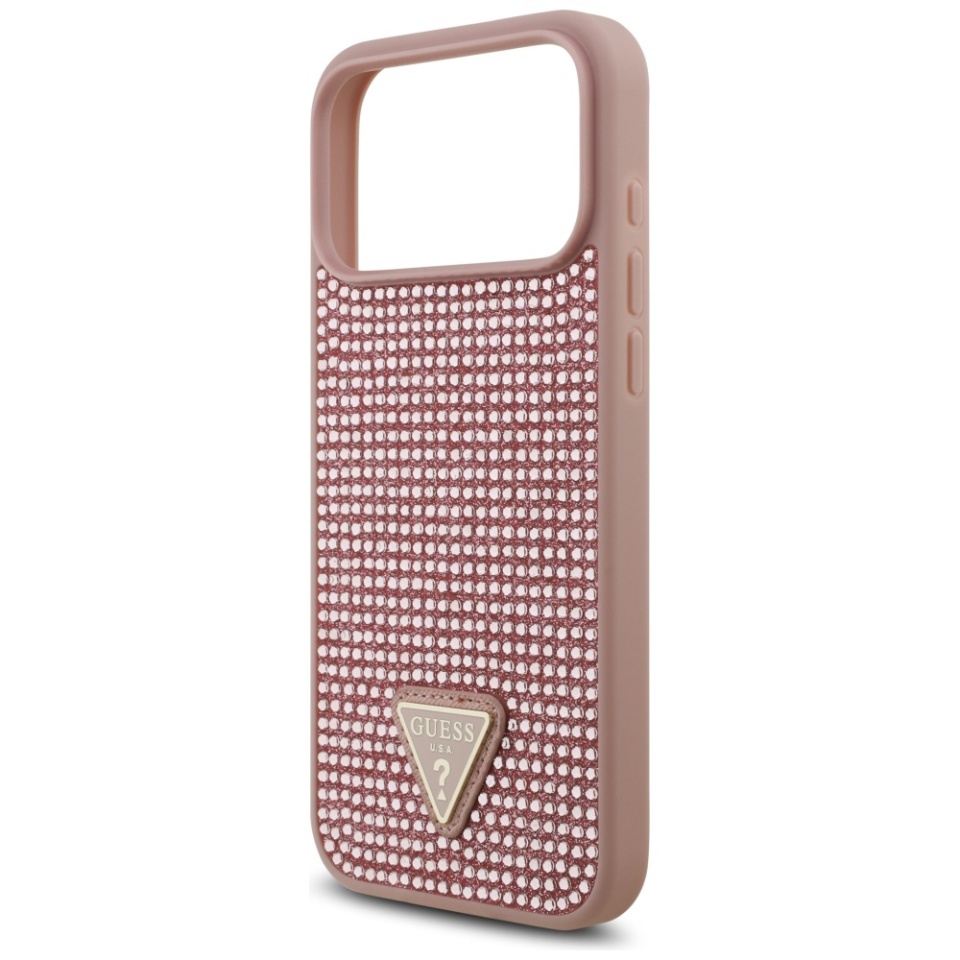 Husa pentru iPhone 17 Pro, Rhinestone Triangle, Guess, Roz - 5